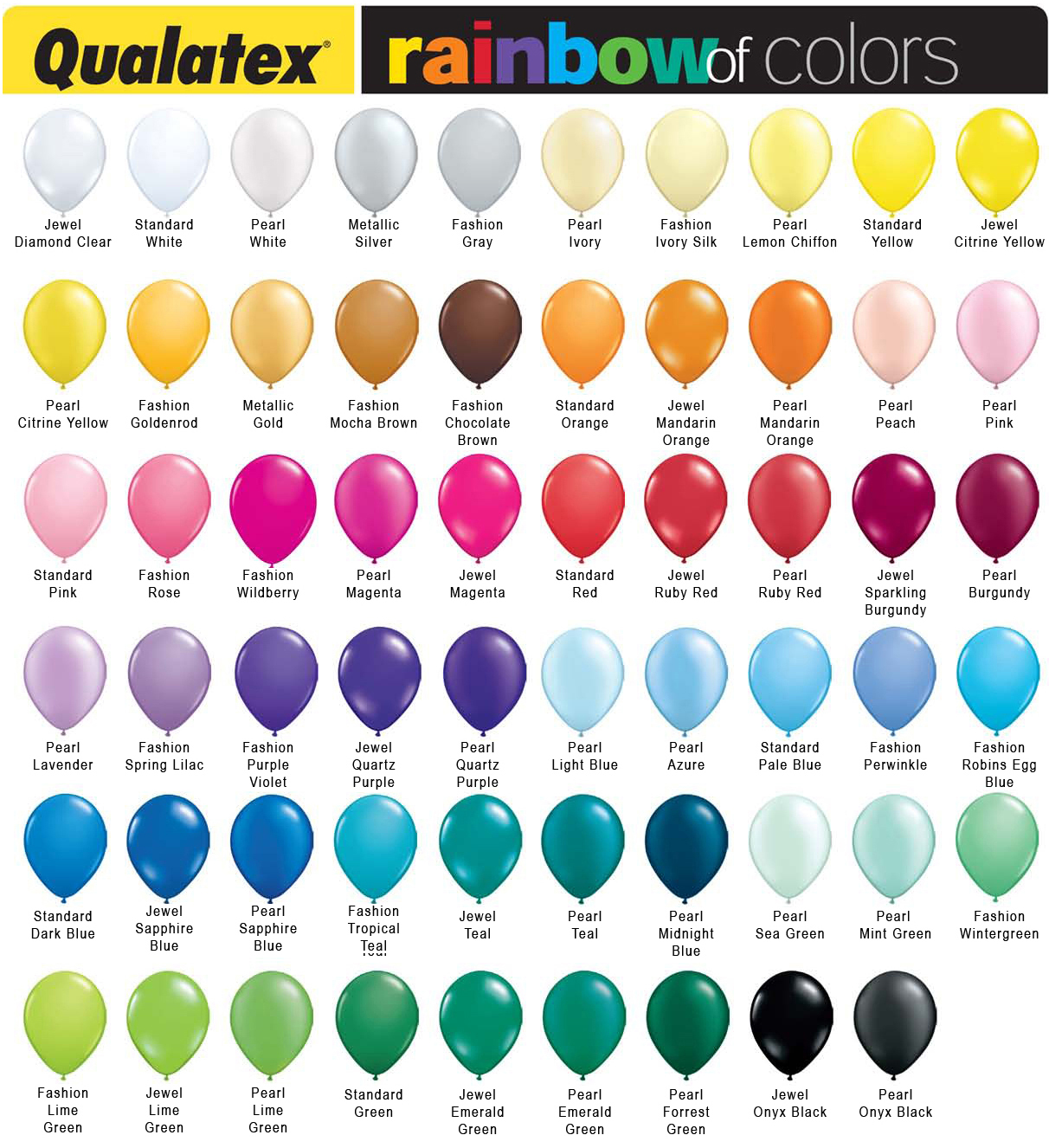 Qualatex Latex Color Chart | WHAP - Were Having a Party
